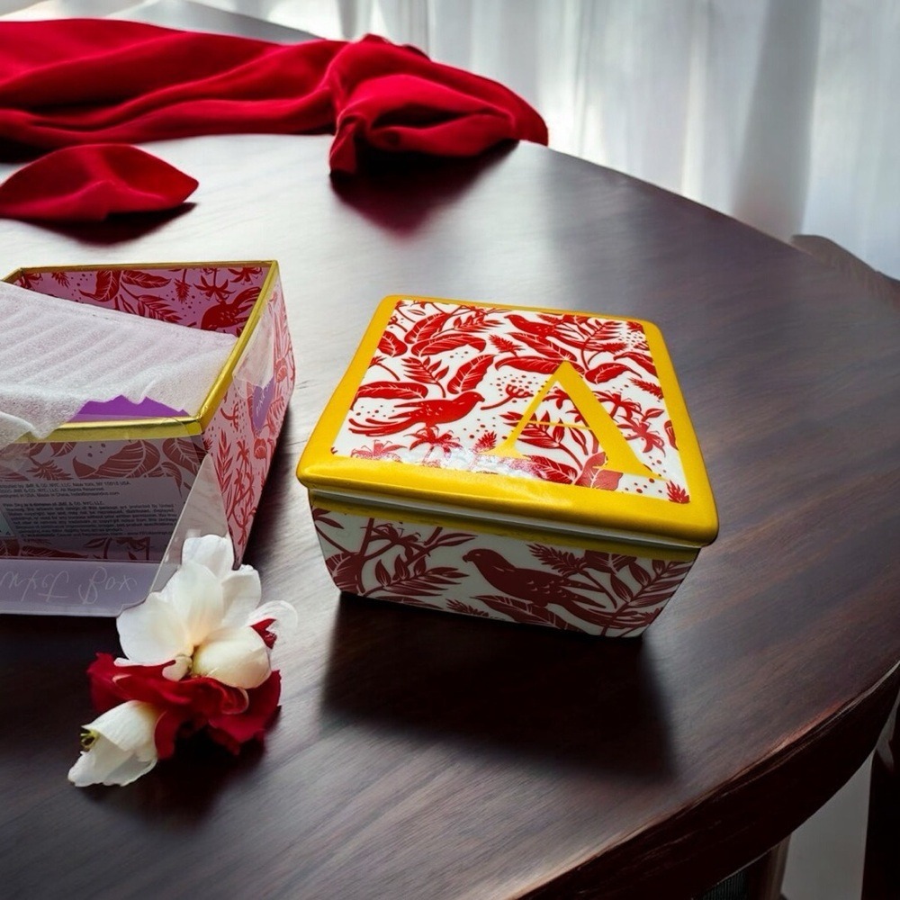 Pink Sky Ceramic Monogram Trinket‎ Box with Letter "A". NEW